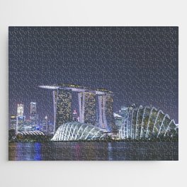 Singapore At Night Marina Bay Jigsaw Puzzle