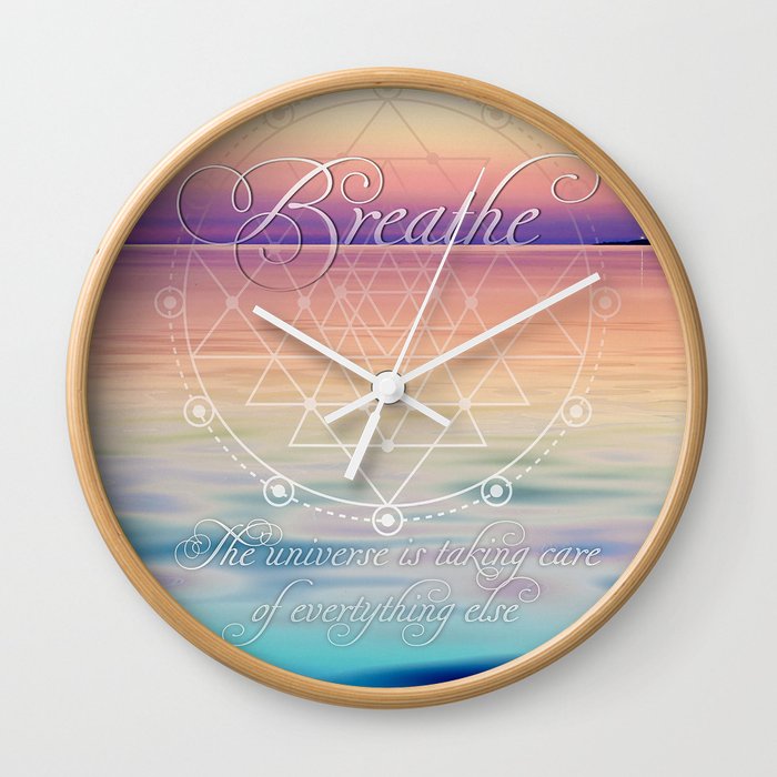 Breathe - Reminder Affirmation Mindful Quote Wall Clock