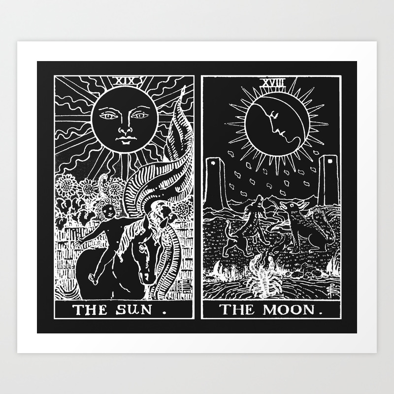 The Sun And Moon Tarot Cards Obsidian Pearl Art Print By Danieljohndesign Society6