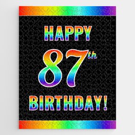 [ Thumbnail: Fun, Colorful, Rainbow Spectrum “HAPPY 87th BIRTHDAY!” Jigsaw Puzzle ]