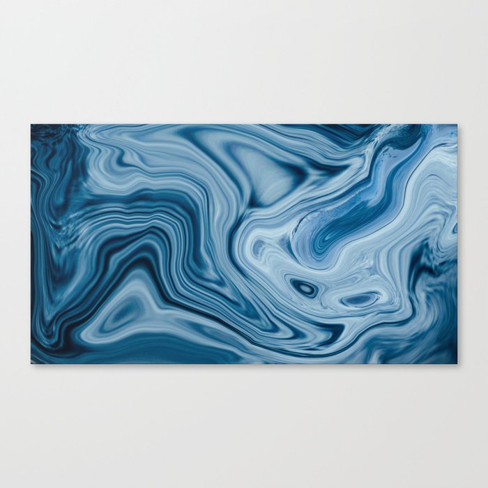 Splash of Blue Swirls, Digital Fluid Art Graphic Design Canvas Print