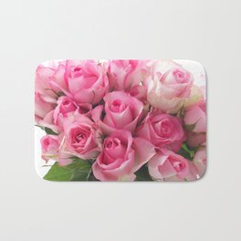 Pink Roses Bouquet Bath Mat | Love, Closeup, Aroma, Petals, Wedding, Style, Pink, Many, Bunch, Gift 