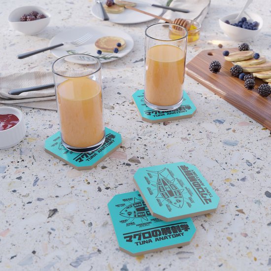 Tuna Anatomy Japanese Maguro Sushi Cyan Coaster By Vectordreams Society6