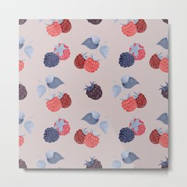 Strawberry Pattern with raspberries and blackberries Metal Print