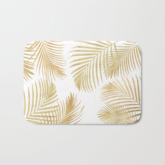 Gold Palm Leaves Bath Mat