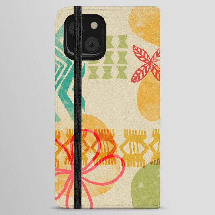 Modern 50s Tiki Party Throwback pattern Beige iPhone Wallet Case