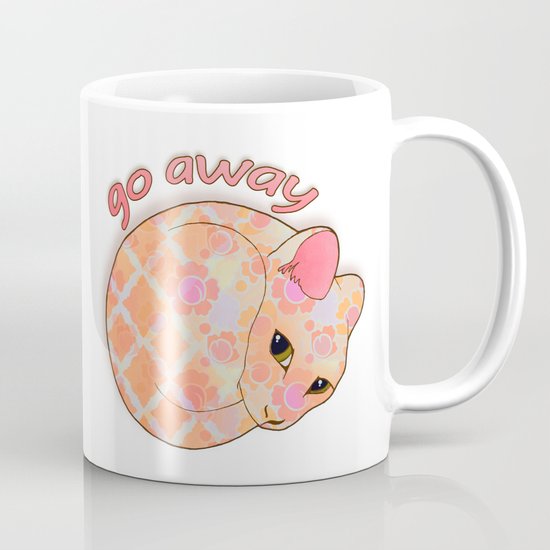 Go Away - Patterned Cat Illustration Mug