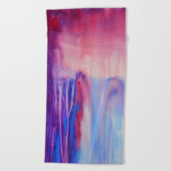 Waterfall, abstract watercolor Beach Towel