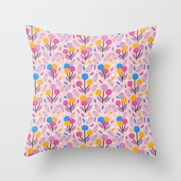 pink blue floral pattern Throw Pillow