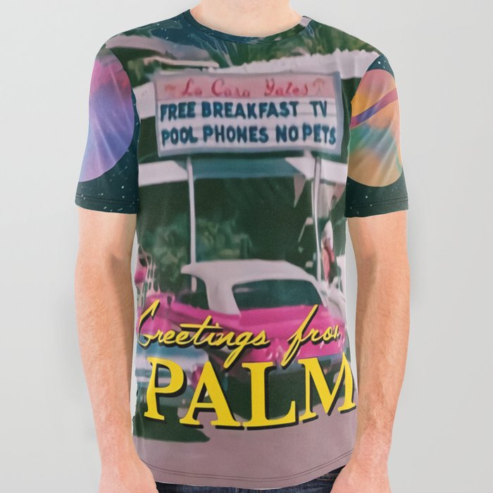 greetings from palm springs  All Over Graphic Tee