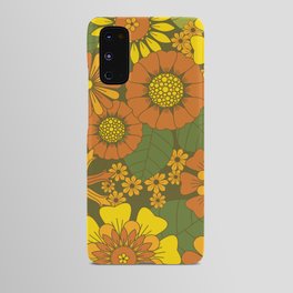 Orange, Brown, Yellow and Green Retro Daisy Pattern Android Case