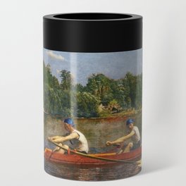 Boston's Head of the Charles River Regatta crew rowing sculling Biglin Brothers racing boats landscape masterpiece by Thomas Eakins Boston's Head of the Charles Regatta Can Cooler