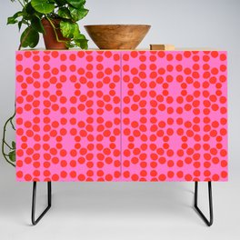Mid-Century Modern Big Red Dots On Hot Pink Credenza