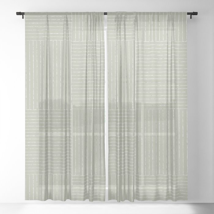 Lines III (Linen Sage) Sheer Curtain