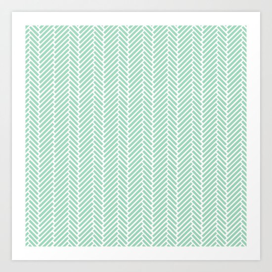 Herringbone Mint Inverse Art Print