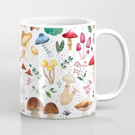Watercolor forest mushroom illustration and plants Mug