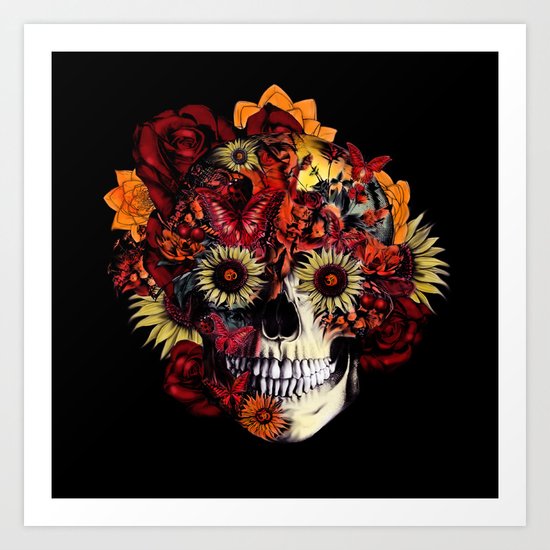 Full circle...Floral ohm skull Art Print