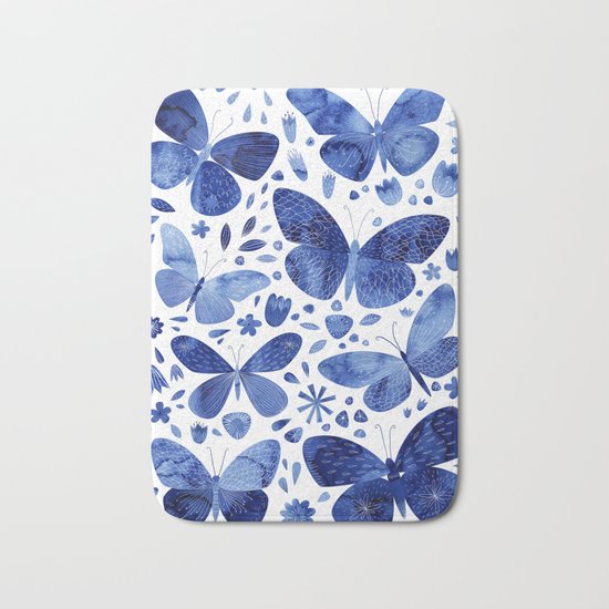 Blue Butterflies Bath Mat