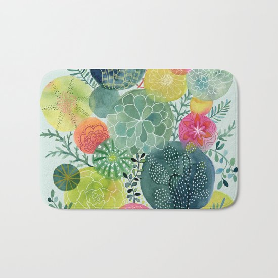 Succulent Circles Bath Mat