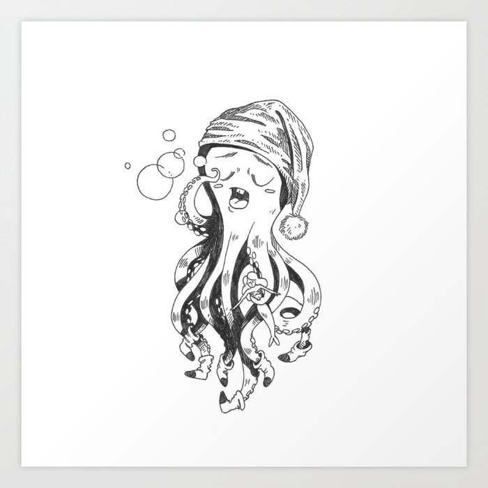 Tired Octopus Art Print
