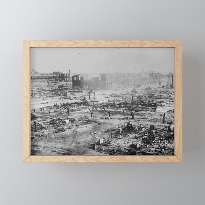 Ruins after the race massacre in Tulsa, Oklahoma, 1921 Framed Mini Art Print