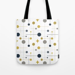 Mid Century Modern Abstract Retro Vintage Style Mustard, Navy and Grey Tote Bag