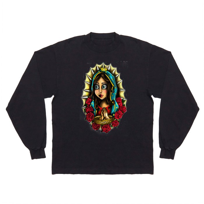 Lady Of Guadalupe (Virgen de Guadalupe) BLUE VERSION Long Sleeve T Shirt