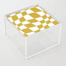 Warped Checkered Pattern (mustard yellow/white) Acrylic Box