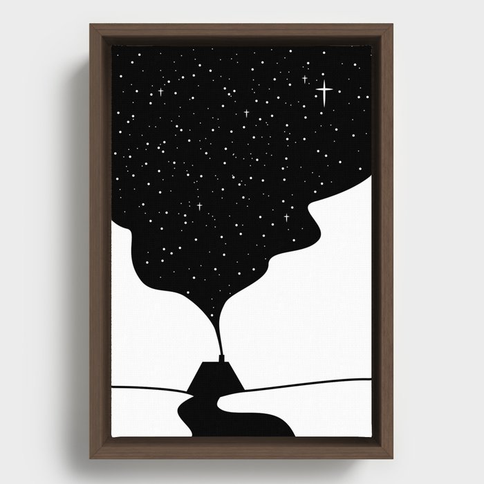 House in the Nightsky Framed Canvas
