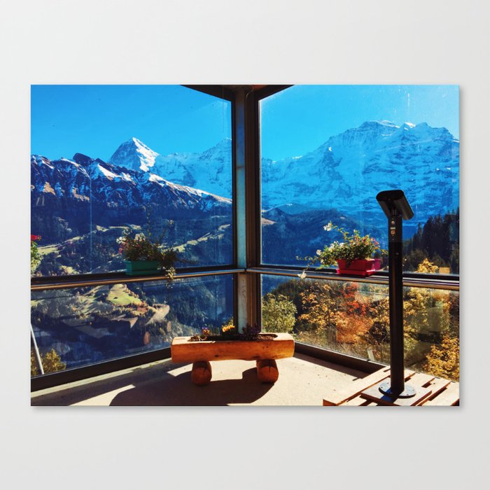 Swiss Alps Looking Glass Canvas Print