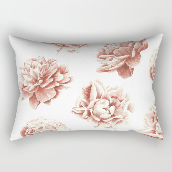 Rose Garden Vintage Rose Pink Cream and White Rectangular Pillow