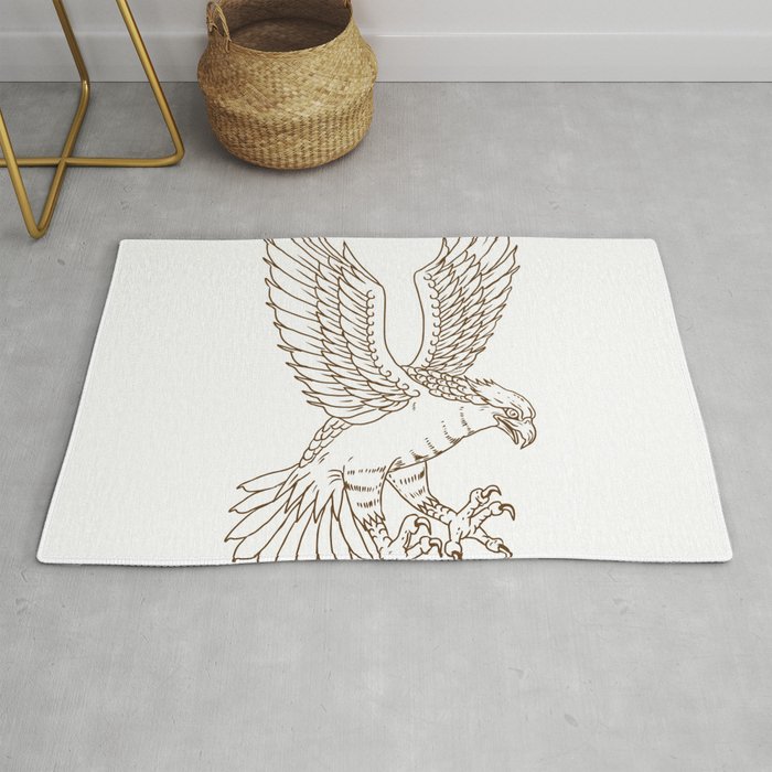 Osprey Swooping Drawing Rug