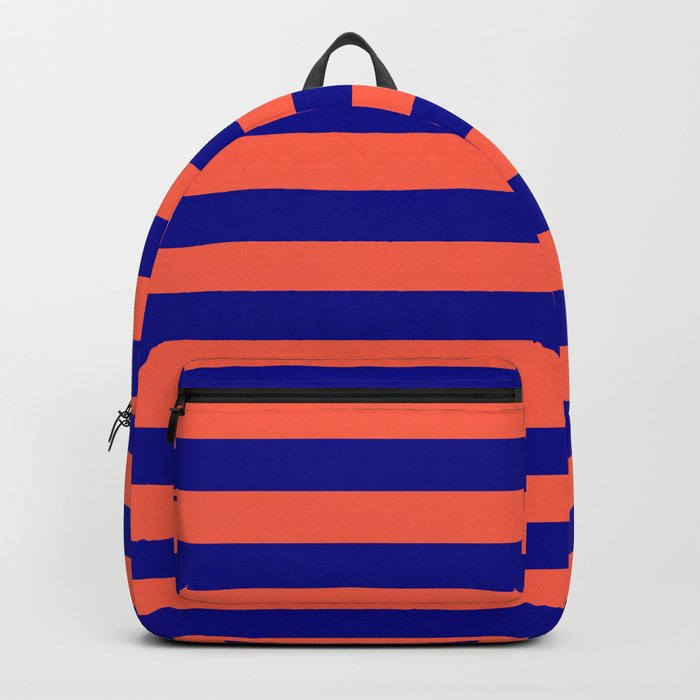 Red and Dark Blue Colored Lines/Stripes Pattern Backpack