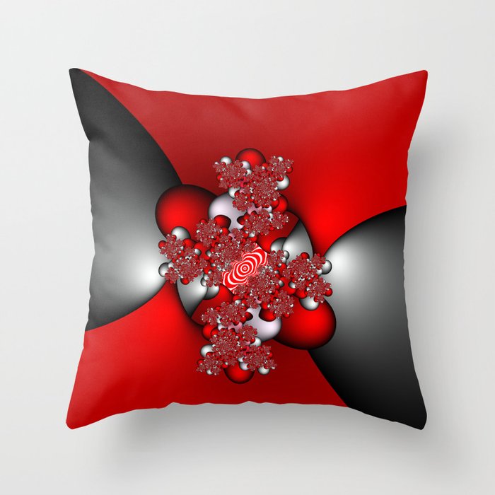 Red and Silver and Black Throw Pillow