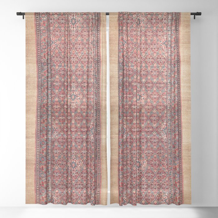 Hamadan West Persian Long Rug Print Sheer Curtain