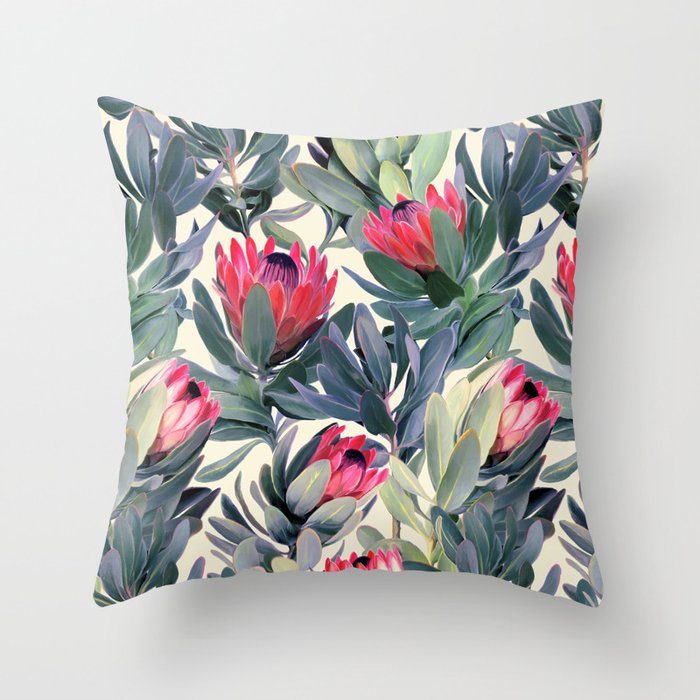 Painted Protea Pattern Throw Pillow