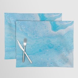 Aqua Watercolor Marbled Painting Placemat