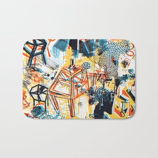 yellowredblueandblack Bath Mat