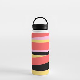 Funky is Funky Stripes, abstract, khaki, tomato, black Graphic design Water Bottle
