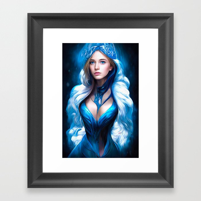 Woman Portrait 02 Blue Frost Lady Framed Art Print