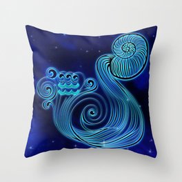 Astrology Horoscope Aquarius Zodiac Blue Throw Pillow