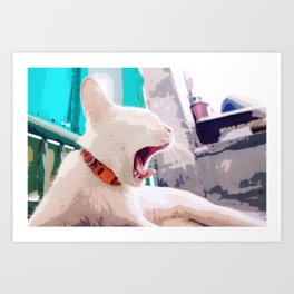 Cat Odin Yawn Art Print