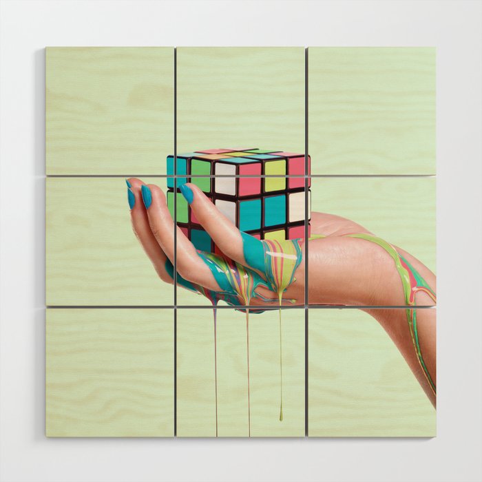 MELTING RUBIKS CUBE Wood Wall Art