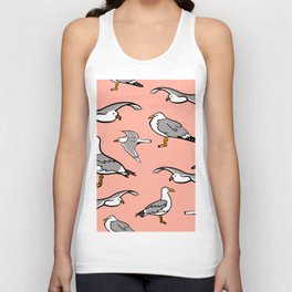 Seagulls by the Seashore Pink Unisex Tank Top