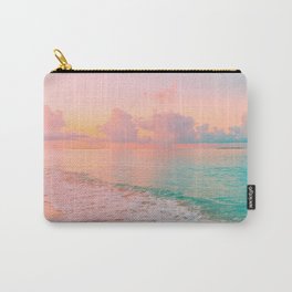 Beautiful: Aqua, Turquoise, Pink, Sunset Relaxing, Peaceful, Coastal Seashore Carry-All Pouch