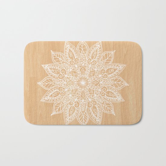 Leaf mandala - wood Bath Mat
