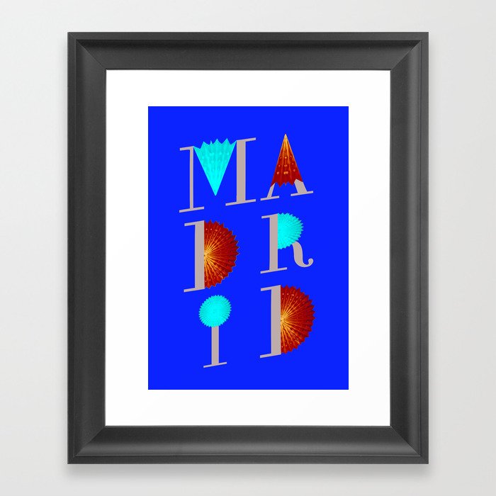 Madrid typographic collage Framed Art Print