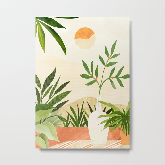 Mediterranean Terrace - Colorful Landscape Illustration Metal Print