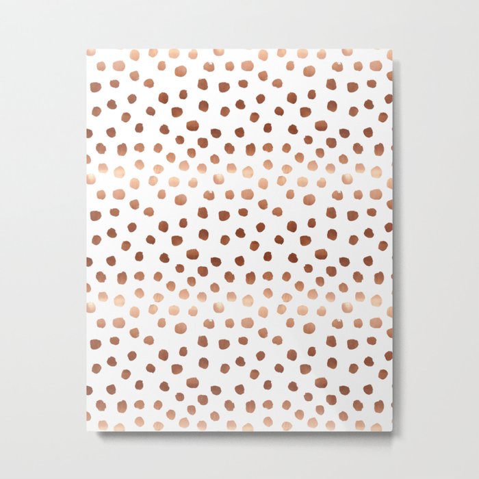 Rose Gold copper sparkle modern dots polka dots rosegold trendy pattern cell phone accessories Metal Print