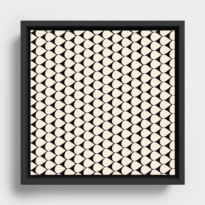 Mod Scales Pattern in Almond Cream and Black Framed Canvas